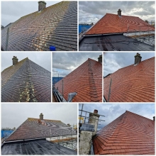 Petersfield Post Office roof clean before and after