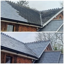 Before and after Slate Roof Clean